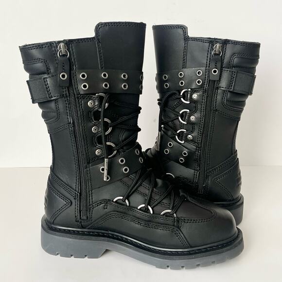 Harley Davidson Uplift Combat Motorcycle Boots with hardware black 7.5 NWT - Picture 5 of 12